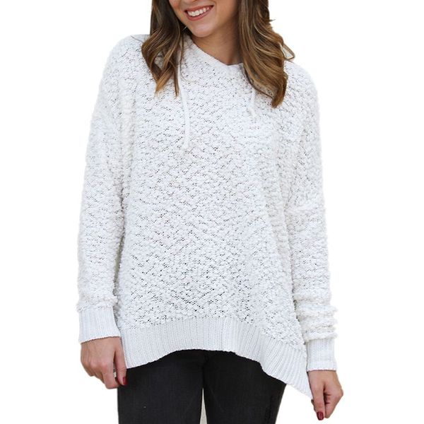 women knitted sweater autumn fashion casual all-match solid color loose long sleeve hooded sweaters, White;black
women knitted sweater autumn fashion casual all-match solid color loose long sleeve hooded sweaters, White;black