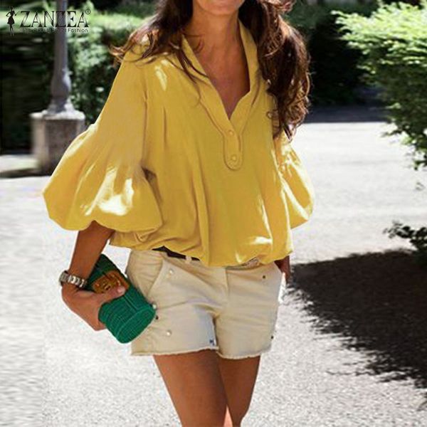 s 5xl zanzea 2020 spring long puff sleeve blouse fashion solid party shirt women v neck cotton tunic female blusas chemise, White
s 5xl zanzea 2020 spring long puff sleeve blouse fashion solid party shirt women v neck cotton tunic female blusas chemise, White