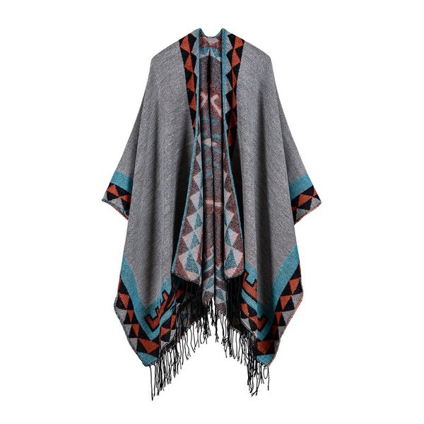 ladies diamond tassels long cashmere shawl a-b use both sides thickened cloak, Blue;gray
ladies diamond tassels long cashmere shawl a-b use both sides thickened cloak, Blue;gray