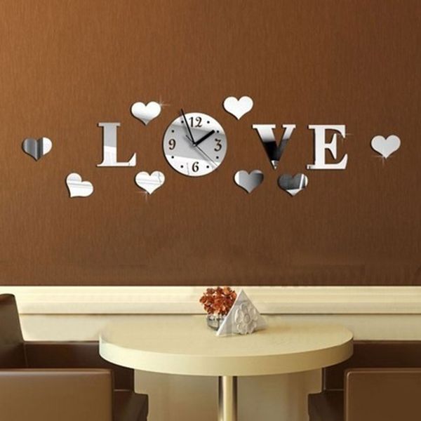 bedroom gift battery powered home decor accessories mirror sticker love shape living room art acrylic 3d removable wall clock
bedroom gift battery powered home decor accessories mirror sticker love shape living room art acrylic 3d removable wall clock