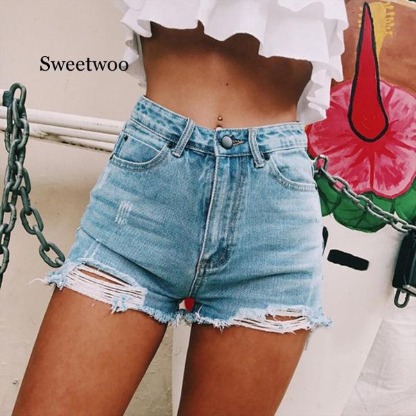 women's jeans fashion female ripped frayed hole high waist denim shorts summer women lady casual loose streetwear pants with zipper, Blue
women's jeans fashion female ripped frayed hole high waist denim shorts summer women lady casual loose streetwear pants with zipper, Blue