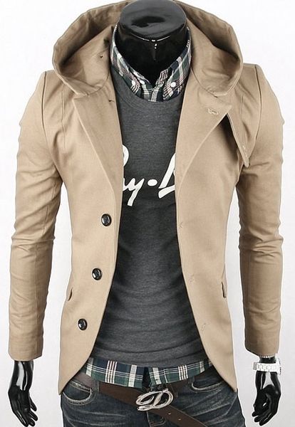 khaki new men's fashion long sleeve suit, Tan;black