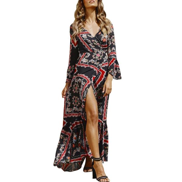 dress female 2018 fashion women deep v-neck printing long sleeves forking beach long dress vestidos robe, Black;gray
dress female 2018 fashion women deep v-neck printing long sleeves forking beach long dress vestidos robe, Black;gray