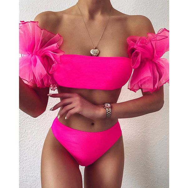 mesh ruffle swimsuit female bandeau bikini 2020 strapless swimwear women high waist bikini set black pink bathing suit
mesh ruffle swimsuit female bandeau bikini 2020 strapless swimwear women high waist bikini set black pink bathing suit