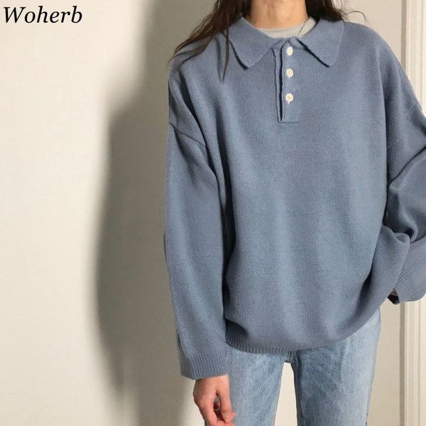 woherb korean sweater and pullovers womens knitted long sleeve turn-down collar oversized jumpers student pull femme 90337, White;black
woherb korean sweater and pullovers womens knitted long sleeve turn-down collar oversized jumpers student pull femme 90337, White;black