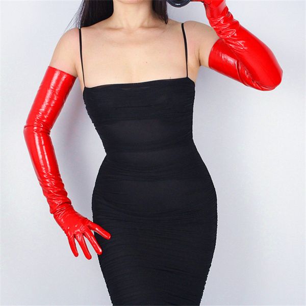 70cm extra long leather gloves emulation leather slim hand female big red patent leather red women gloves wpu09-70, Blue;gray
70cm extra long leather gloves emulation leather slim hand female big red patent leather red women gloves wpu09-70, Blue;gray