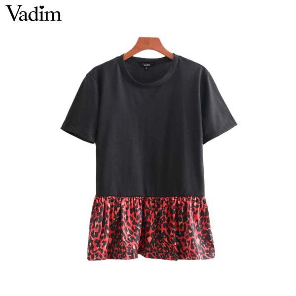 vadim women leopard print patchwork t shirt animal pattern short sleeve o neck basic tees female casual camiseta mujer da196, White
vadim women leopard print patchwork t shirt animal pattern short sleeve o neck basic tees female casual camiseta mujer da196, White
