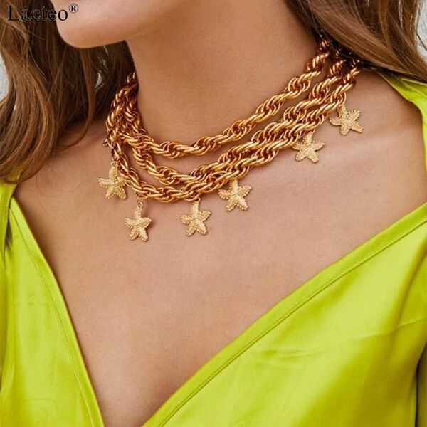 lacteo punk 3multi layered twist chain choker necklace for women hip hop golden star pendant chunky clavicle chain necklace gift, Silver
lacteo punk 3multi layered twist chain choker necklace for women hip hop golden star pendant chunky clavicle chain necklace gift, Silver