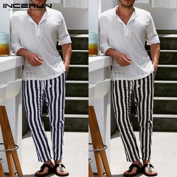 plus size men elegant vertical stripes elastic waist pants korean business style incerun leisure trousers slim trend mens pants, Black
plus size men elegant vertical stripes elastic waist pants korean business style incerun leisure trousers slim trend mens pants, Black