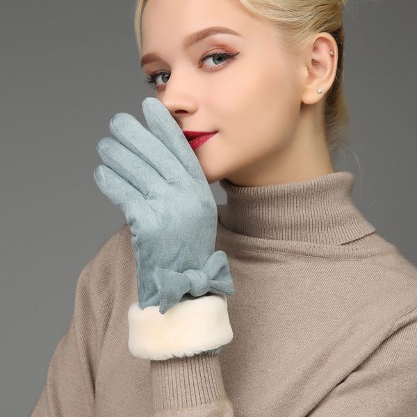 suede leather gloves female touchscreen autumn winter plus velvet thicken cold protection warm cute students gloves fxg61, Blue;gray
suede leather gloves female touchscreen autumn winter plus velvet thicken cold protection warm cute students gloves fxg61, Blue;gray
