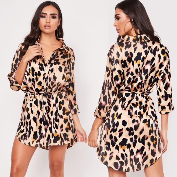 leopard print shirt dress for women clothes designer single breasted buttlefly sleeves dresses, White;black
leopard print shirt dress for women clothes designer single breasted buttlefly sleeves dresses, White;black