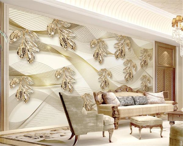 3d room wallpaper custom p golden leaf simple line creative 3d stereo hd digital printing moisture-proof wall paper
3d room wallpaper custom p golden leaf simple line creative 3d stereo hd digital printing moisture-proof wall paper