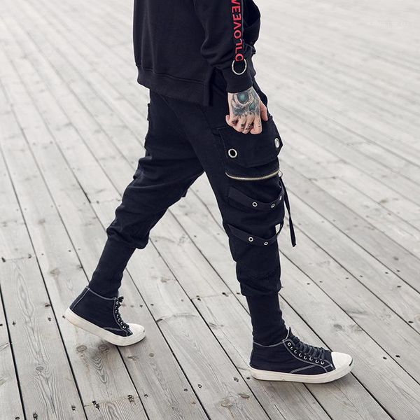 black hip hop men designer streetwear zipper multi pocket trousers fashion casual mens joggers drawstring sweatpants
black hip hop men designer streetwear zipper multi pocket trousers fashion casual mens joggers drawstring sweatpants