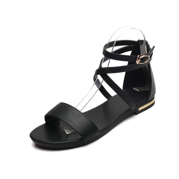 women sandals cow leather+pu round open-toed flat heel slingback buckle casual shoes simple fashion style size31-46 t18, Black
women sandals cow leather+pu round open-toed flat heel slingback buckle casual shoes simple fashion style size31-46 t18, Black