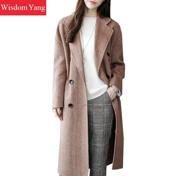 elegant winter coat coffee sheep wool casual korean coats slim xlong women female button woolen overcoat pockets lady outerwear, Black
elegant winter coat coffee sheep wool casual korean coats slim xlong women female button woolen overcoat pockets lady outerwear, Black