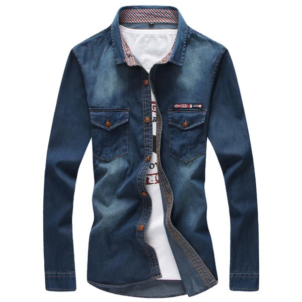 denim shirt spring and autumn new men's long-sleeved shirt dress casual wild jeans, White;black
denim shirt spring and autumn new men's long-sleeved shirt dress casual wild jeans, White;black