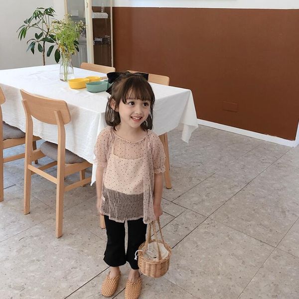 2020 новые девушки dots t-shirt мода шифон девушки топ 2-7t qa730, Blue