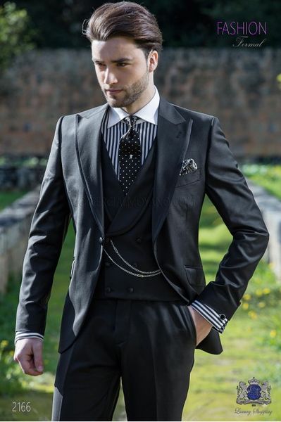 fashion black groom tuxedos peak lapel groomsmen mens wedding dress popular man jacket blazer 3 piece suit(jacket+pants+vest+tie) 1081, Black;gray
fashion black groom tuxedos peak lapel groomsmen mens wedding dress popular man jacket blazer 3 piece suit(jacket+pants+vest+tie) 1081, Black;gray