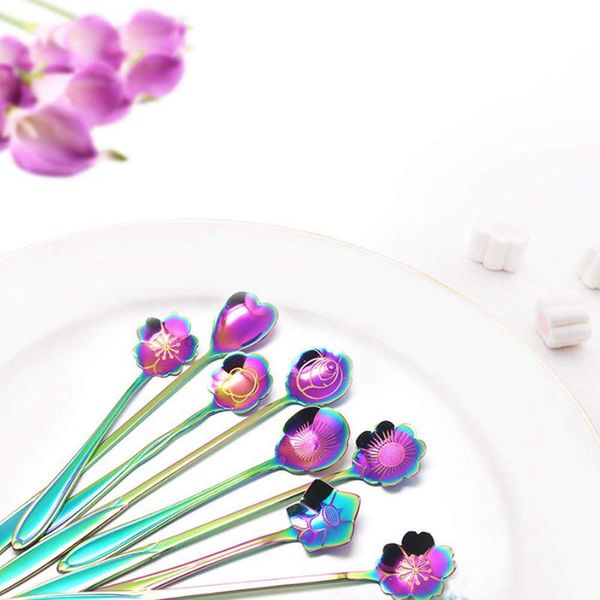 8pcs flower spoon set, 2 different size colorful stainless steel teaspoons rainbow coffee stirring spoon
8pcs flower spoon set, 2 different size colorful stainless steel teaspoons rainbow coffee stirring spoon