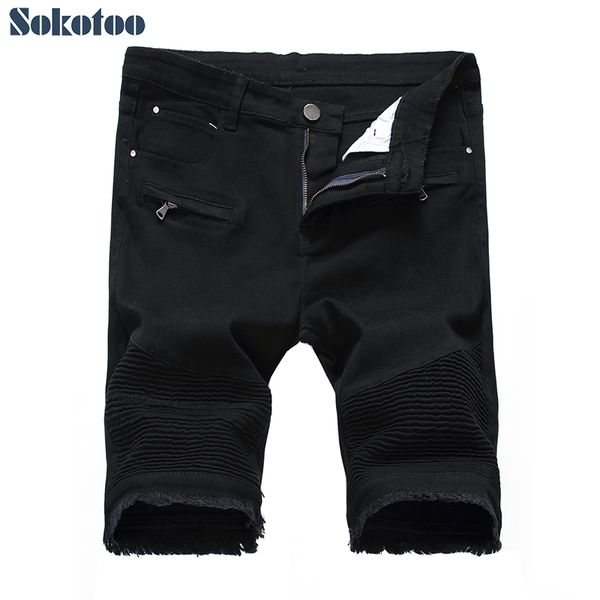sokotoo men's summer slim stretch denim biker shorts plus size pleated patchwork fringe jeans black white red, Blue
sokotoo men's summer slim stretch denim biker shorts plus size pleated patchwork fringe jeans black white red, Blue