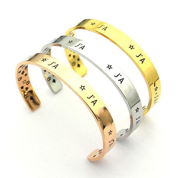 316l stainless steel gold engraved ja inspirational cuff bracelets bangles for women men bracelets female anniversary wristband for women, White
316l stainless steel gold engraved ja inspirational cuff bracelets bangles for women men bracelets female anniversary wristband for women, White