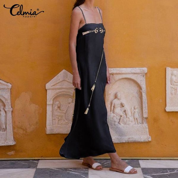 2019 celmia spaghetti strap summer dress women plus size sundress female casual loose tassel printed long beach vestidos, Black;gray
2019 celmia spaghetti strap summer dress women plus size sundress female casual loose tassel printed long beach vestidos, Black;gray