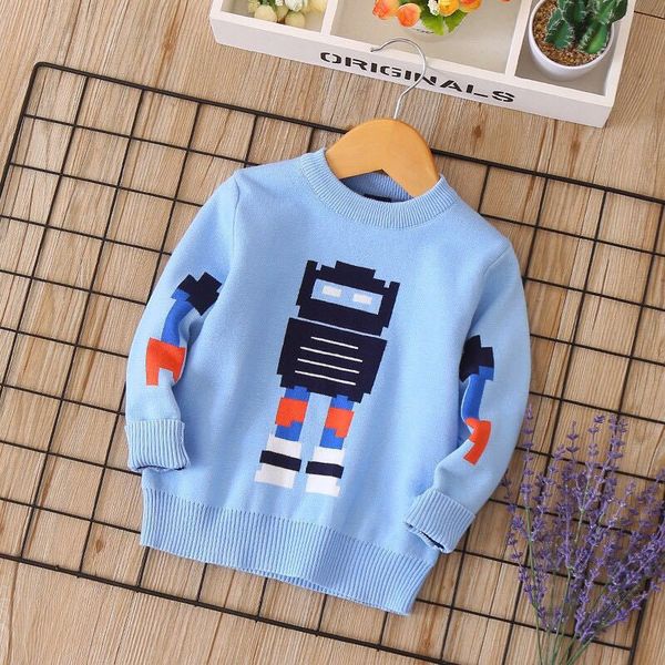 winter new style children round-neck with fleece lining sweater boy's cartoon robot pure cotton base shirt, Blue
winter new style children round-neck with fleece lining sweater boy's cartoon robot pure cotton base shirt, Blue
