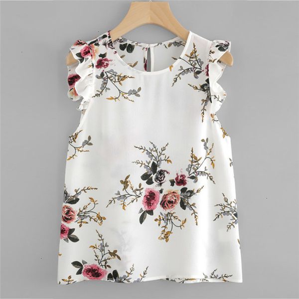 ladies summer blouse floral print blouse summer butterfly sleeve chiffon crop sleeveless o neck color coat and blouses, White
ladies summer blouse floral print blouse summer butterfly sleeve chiffon crop sleeveless o neck color coat and blouses, White