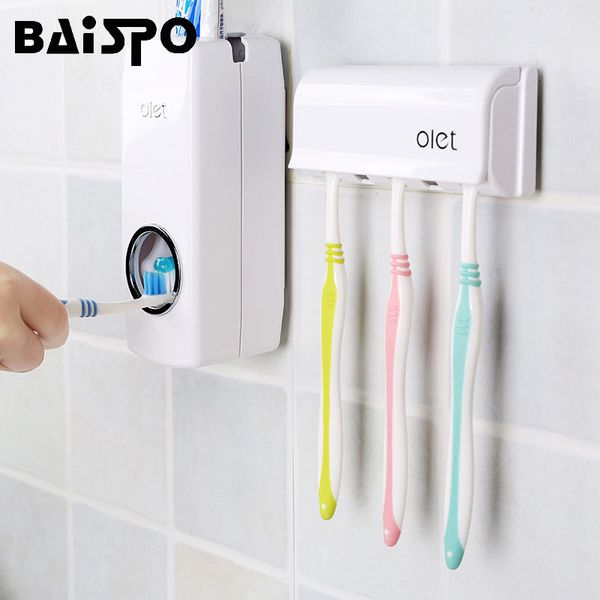 baispo 1 set tooth brush holder automatic toothpaste dispenser squeezer 5toothbrush holder wall mount stand bathroom accessories
baispo 1 set tooth brush holder automatic toothpaste dispenser squeezer 5toothbrush holder wall mount stand bathroom accessories