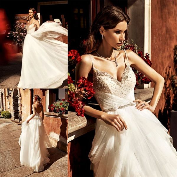 gorgeous wedding dresses spaghetti strap sleeveless beaded tiered tulle a-line bridal dress backless sweep train boho robes de mariée, White
gorgeous wedding dresses spaghetti strap sleeveless beaded tiered tulle a-line bridal dress backless sweep train boho robes de mariée, White