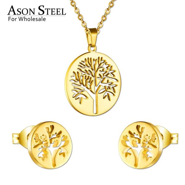 asonsteel 316l stainless steel gold color jewelry sets for women 2019 tree pendant necklace small stud earrings for femme, Silver
asonsteel 316l stainless steel gold color jewelry sets for women 2019 tree pendant necklace small stud earrings for femme, Silver