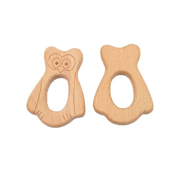 4pcs Natural Wood Eagle Teether Cartoon Animal Shape Wooden Baby Teether Toy Safe Newborn Kids Teething Toys Baby Shower Gift