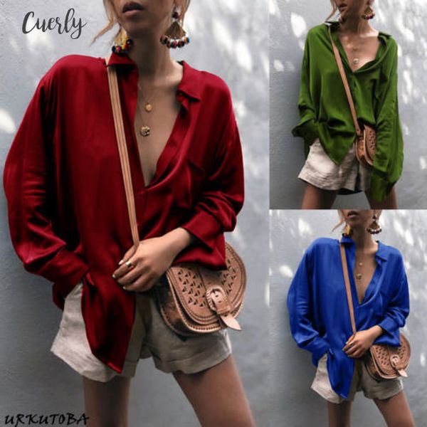 2020 fashion women blouse silk shirt long sleeve ladies loose solid shirt casual v neck size s 2xl, White
2020 fashion women blouse silk shirt long sleeve ladies loose solid shirt casual v neck size s 2xl, White
