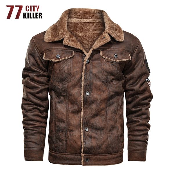 77city killer winter bomber jacket men thick warm windbreaker suede chamois flight jackets male motorcycle vintage outwear coats, Black;brown
77city killer winter bomber jacket men thick warm windbreaker suede chamois flight jackets male motorcycle vintage outwear coats, Black;brown