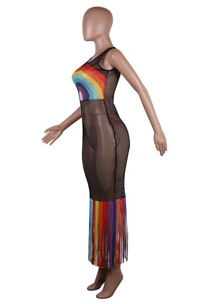 women mesh dress hollow out long tassel dresses beachwear summer rainbow color bodycone skirt biniki swimwear cover-ups s-3xl a52106, White
women mesh dress hollow out long tassel dresses beachwear summer rainbow color bodycone skirt biniki swimwear cover-ups s-3xl a52106, White