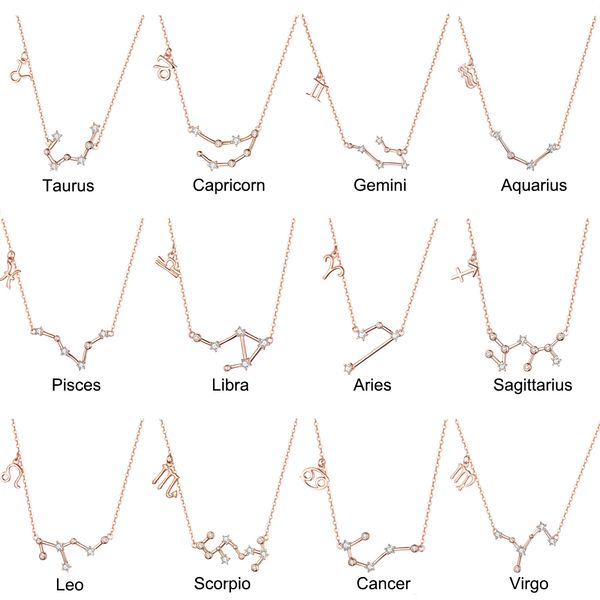 bisaer 925 sterling silver twelve constellation necklaces star sign pendants necklaces for women silver jewelry collar
bisaer 925 sterling silver twelve constellation necklaces star sign pendants necklaces for women silver jewelry collar