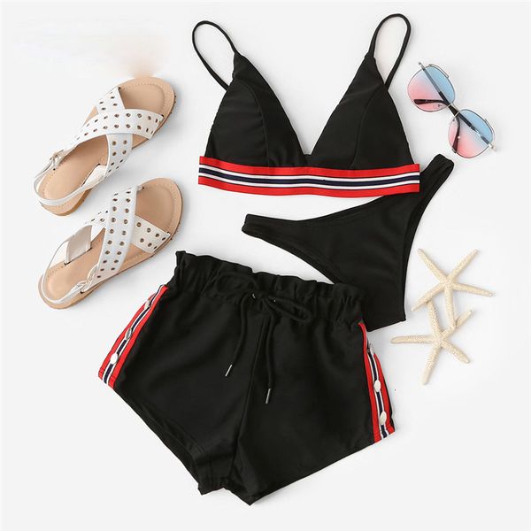 swim swimwear women sport striped bikini high cut ing briefs loose shorts black 3 pieces bikini women 2019 beach triangle swimwear, White;black
swim swimwear women sport striped bikini high cut ing briefs loose shorts black 3 pieces bikini women 2019 beach triangle swimwear, White;black