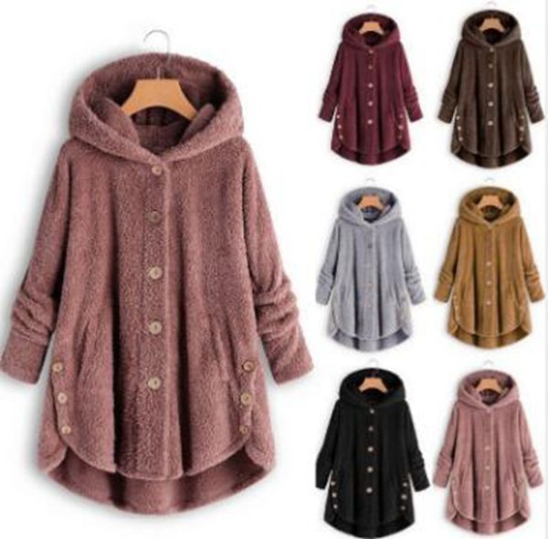 wholesalefashion winter new fashion women's european and american button plush irregular solid color jacket, Black
wholesalefashion winter new fashion women's european and american button plush irregular solid color jacket, Black