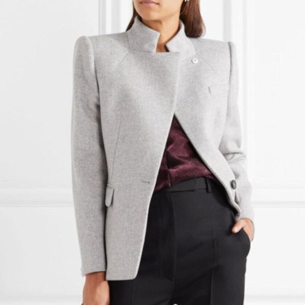 autumn winter cashmere blazer women stand collar slim elegant suit jacket, Black
autumn winter cashmere blazer women stand collar slim elegant suit jacket, Black