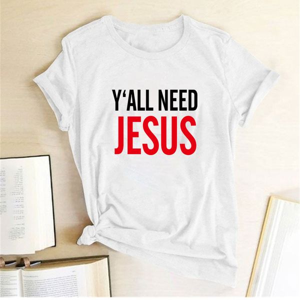 y'all need jesus printing t-shirts women summer graphic t shirt streetwear crew neck woman clothes casual mujer camisetas, White
y'all need jesus printing t-shirts women summer graphic t shirt streetwear crew neck woman clothes casual mujer camisetas, White