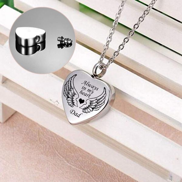 always in my heart heart pendant angel wing jewelry keepsake memorial urn necklace for women, Silver
always in my heart heart pendant angel wing jewelry keepsake memorial urn necklace for women, Silver