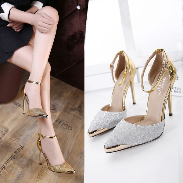 europe and the united states new fashion high heels female 2019 r sandals metal head hollow pointed stilettos christmas women's s, Black
europe and the united states new fashion high heels female 2019 r sandals metal head hollow pointed stilettos christmas women's s, Black