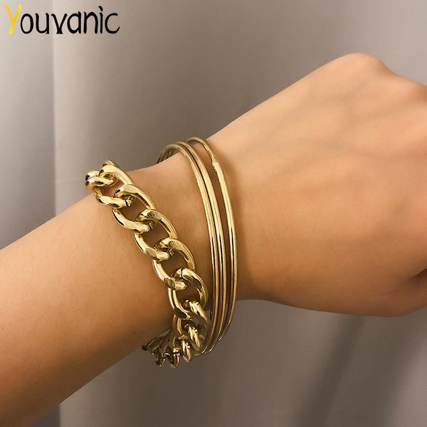 youvanic large gold bracelets bangles set for women thick link chain bracelet punk simple smooth bangle charm boho jewelry 0164, Golden;silver
youvanic large gold bracelets bangles set for women thick link chain bracelet punk simple smooth bangle charm boho jewelry 0164, Golden;silver