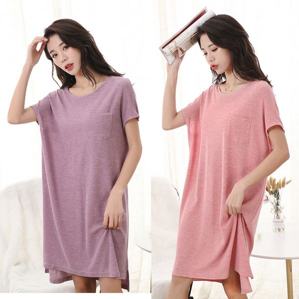 nightdress pajamas cotton pajamas short-sleeved loose large size women's summer short-sleeved home clothes women's dress, Blue;red 
nightdress pajamas cotton pajamas short-sleeved loose large size women's summer short-sleeved home clothes women's dress, Blue;red