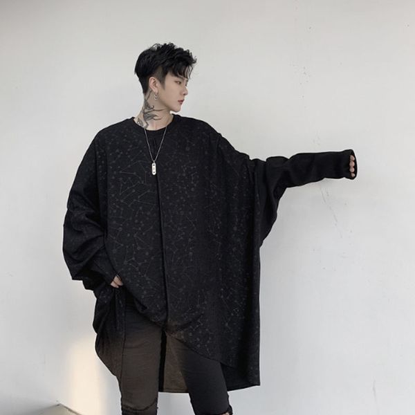 men oversize bat sleeve loose print pullover sweatshirt coat male streetwear hip hop punk gothic long hoodie outerwear, Black
men oversize bat sleeve loose print pullover sweatshirt coat male streetwear hip hop punk gothic long hoodie outerwear, Black