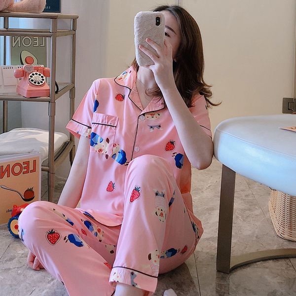 2020 women pajamas sets with pants long sleeve turn-down collar with pocket pyjama cute cartoon button pants pijama, Black;red
2020 women pajamas sets with pants long sleeve turn-down collar with pocket pyjama cute cartoon button pants pijama, Black;red