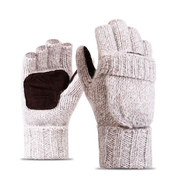 wool knitted gloves half finger fold for men and women winter korean edition wool plush thickened leather warm outdoor riding, Blue;gray
wool knitted gloves half finger fold for men and women winter korean edition wool plush thickened leather warm outdoor riding, Blue;gray