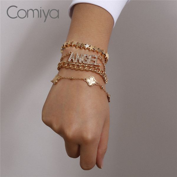 comiya fashion bracelets set for women gold color zinc alloy flower stars accessories links chain bijoux letter jewelry, Golden;silver 
comiya fashion bracelets set for women gold color zinc alloy flower stars accessories links chain bijoux letter jewelry, Golden;silver