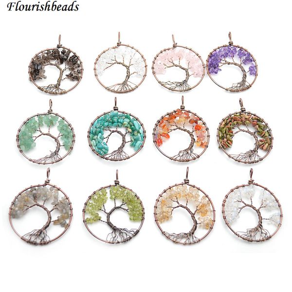 various natural stone chips life tree antique bronze wire wrapped round metal pendants 5pc per lot fashion jewelry, Silver
various natural stone chips life tree antique bronze wire wrapped round metal pendants 5pc per lot fashion jewelry, Silver
