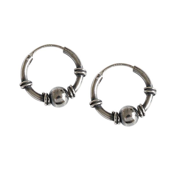 925 sterling silver hoop earrings for women girls vintage beads small circle earring bijoux fine jewelry geometric earring, Black
925 sterling silver hoop earrings for women girls vintage beads small circle earring bijoux fine jewelry geometric earring, Black